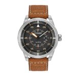Citizen Eco-Drive Men’s Stainless Steel Watch With Brown Leather Strap