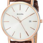 Bulova Men’s 98H51 Stainless Steel Dress Watch With Croco Leather Band