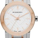 Burberry White Dial Rose Gold Ion-plated Bezel Ladies Watch BU9205