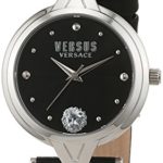 Versus by Versace Women’s ‘V Versus eyelets’ Quartz Stainless Steel and Leather Casual Watch, Color:Black (Model: SCI010016)