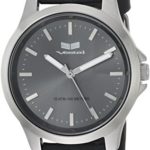 Vestal Quartz Stainless Steel and Leather Casual Watch, Color:Black (Model: HEI393L16.BK)