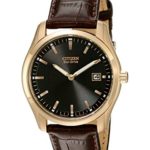 Citizen Men’s AU1043-00E “Eco-Drive” Stainless Steel Watch with Brown Leather Band