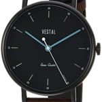 Vestal ‘Sophisticate’ Swiss Quartz Stainless Steel and Leather Dress Watch, Color:Brown (Model: SPH3L07)