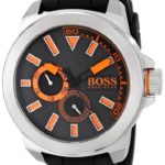 BOSS Orange Men’s 1513011 New York Stainless Steel Watch with Black Silicone Band
