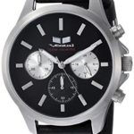 Vestal ‘Heirloom Chrono’ Quartz Stainless Steel and Leather Dress Watch, Color:Black (Model: HEI39CL04.BK)
