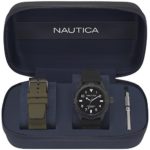 Nautica Men’s ‘OUTBOARD’ Quartz Stainless Steel and Silicone Sport Watch, Color:Black (Model: NAPOUB001)