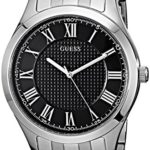 GUESS Men’s U0476G1 Dressy Silver-Tone Watch with Black Dial  and Stainless Steel Deployment Buckle