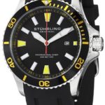 Stuhrling Original Men’s 706.04 Aquadiver Regatta Quartz Date Yellow Accent Rubber Strap Diver Watch