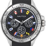 Nautica Men’s ‘AUCKLAND’ Quartz Stainless Steel and Silicone Sport Watch, Color:Black (Model: NAPAUC009)