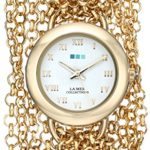 La Mer Collections Women’s LMACWSAT004 Gold-Tone Stainless Steel Watch with Wrapped Chain Bracelet