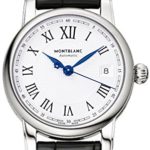 107115 MontBlanc Star Date Automatic Silver Dial Black Leather Men’s Watch