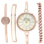 Anne Klein Women’s AK/1470RGST Rose Gold-Tone Bangle Watch and Bracelet Set