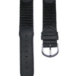 19mm Black Leather & Nylon Watch Band Fits Men’s Victorinox Swiss Army Original Watch 24220, 24221 & 24378