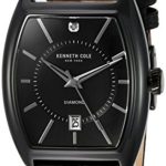 Kenneth Cole New York Men’s ‘Diamond’ Quartz Stainless Steel and Leather Dress Watch, Color:Black (Model: 10030820)