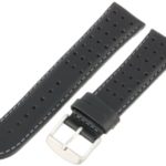 Momentum Men’s ZC-22PER Aeromax / Chronologic F3 / Logic 22mm Perforated Black Leather Watch Strap
