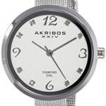 Akribos XXIV Women’s AK875SS Silver-Tone Diamond-Accented Watch