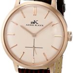 Adee Kaye Men’s AK2225-MRG/RG  Classique Stainless Steel Watch With Brown Faux-Leather Band