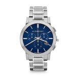 Burberry Chronograph Blue Dial Stainless Steel Mens Watch BU9363