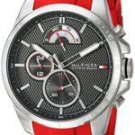 Tommy Hilfiger Men’s ‘COOL SPORT’ Quartz Stainless Steel and Silicone Casual Watch, Color:Red (Model: 1791351)