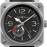 Bell and Ross Automatic Black Dial Black Leather Mens Watch BR0397-BL-ST
