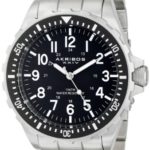 Akribos XXIV Men’s AK689BK Essential Swiss Quartz Black Dial Stainless Steel Bracelet Watch