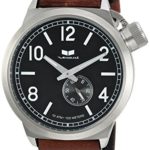 Vestal Quartz Stainless Steel and Leather Dress Watch, Color:Brown (Model: CNT453L01.CVBK)