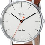 Vestal ‘Sophisticate’ Swiss Quartz Stainless Steel and Leather Dress Watch, Color:Brown (Model: SP42L08.LBWH)