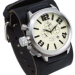 Nemesis #KIN088T Men’s Russian Lefty Chronograph Wide Leather Cuff Band Watch