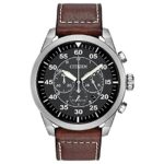 Citizen Eco-Drive Men’s Stainless Steel Leather Avion Watch