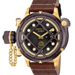 Invicta Men’s 16192 Russian Diver Nautilus Swiss Mechanical Black Dial Leather Strap Watch