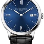 Baume et Mercier Classima Blue Dial Mens Leather Watch MOA10324