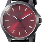 Vestal Quartz Stainless Steel and Leather Casual Watch, Color:Black (Model: HEI393L14.BKWH)