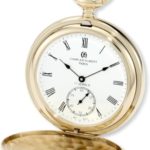Charles-Hubert, Paris 3907-GR Premium Collection Gold-Plated Stainless Steel Polished Finish Double Hunter Case Mechanical Pocket Watch