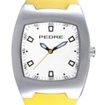 Pedre Fun Sport Watch – Yellow Polyurethane Strap – Brushed Silver-Tone Finish – White Dial – 0534SYX