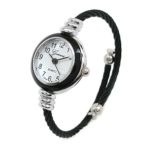 New Geneva Black Silver Cable Band Women’s Small Size Bangle Watch