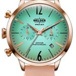 Welder Moody Pink Leather Dual Time Rose Gold-Tone Watch with Date 38mm