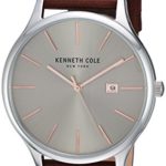 Kenneth Cole New York Men’s ‘Classic’ Quartz Stainless Steel and Leather Dress Watch, Color:Brown (Model: KC15096003)