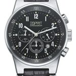 Esprit Men’s ES000T31020 Black Leather Quartz Watch with Black Dial