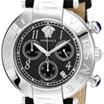 Versace Women’s Q5C99D009 S009 New Reve Stainless Steel Watch with Black Leather Band