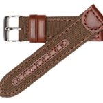 20mm Brown Genuine Oil Tan Leather & Canvas Hadley Roma Watch Band Strap MS868