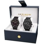 Akribos XXIV Men’s AK885BK Quartz Multifunction Strap and Bracelet Watch Set