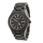 Bewell Retro Mens Wooden Watches Date Display Quartz Analog Handmade Wood Wristwatches W023A (black)