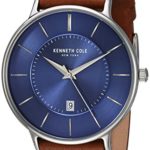 Kenneth Cole New York Men’s ‘Classic’ Quartz Stainless Steel and Leather Dress Watch, Color:Brown (Model: KC15097001)