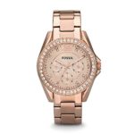 Fossil Women’s ES2811 Riley Rose Gold-Tone Stainless Steel Watch with Link Bracelet