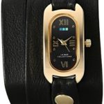 La Mer Collections Women’s ‘Soho Wrap’ Quartz Gold-Tone and Leather Casual Watch, Color:Black (Model: LMSOHO1004)