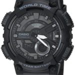 Casio Men’s ‘CLASSIC’ Quartz Stainless Steel and Resin Casual Watch, Color:Black (Model: AEQ-110W-1BVCF)