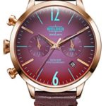 Welder Moody Burgundy Leather Dual Time Rose Gold-Tone Watch with Date 38mm