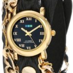 La Mer Collections Women’s LMMULTI2016 Black Magic Gold-Plated Watch with Black Wrap Band