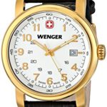 Wenger Men’s 01.1041.110 Urban Classic 3H Gold-Tone Watch With Black Leather Band