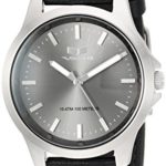 Vestal Quartz Stainless Steel and Leather Casual Watch, Color:Black (Model: HEI393L16.BKWH)
